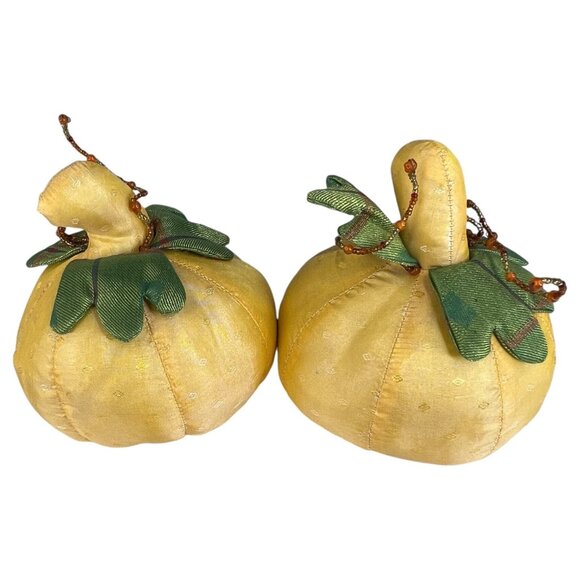 Pier 1 Import Fabric Pumpkin Set of 6 Autumn Harvest Decor Halloween Rust Yellow - Picture 11 of 12